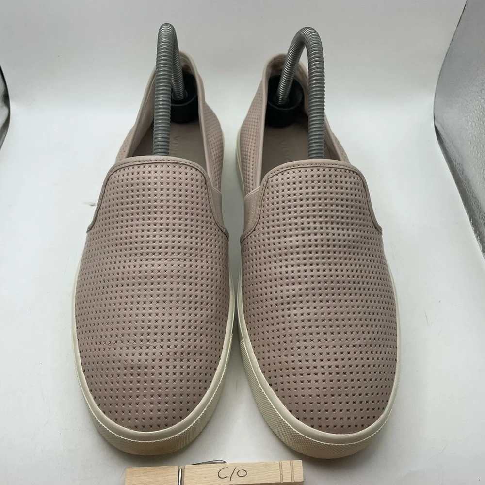 Vince pink leather perforated loafers size 8